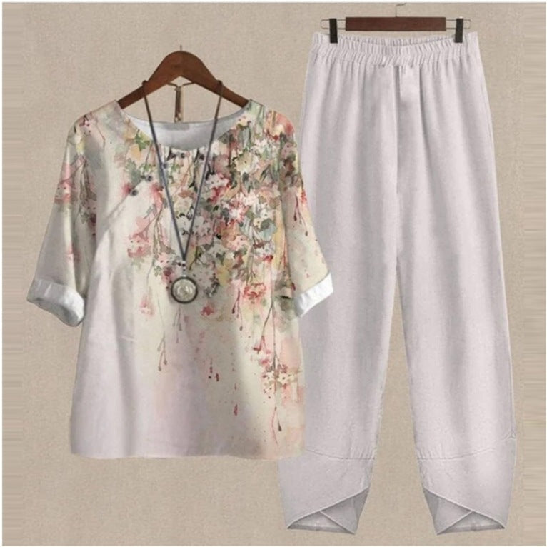 💐✨【S-5XL】 Novi dvodijelni komplet s printom iz 2025. 【top + hlače】
