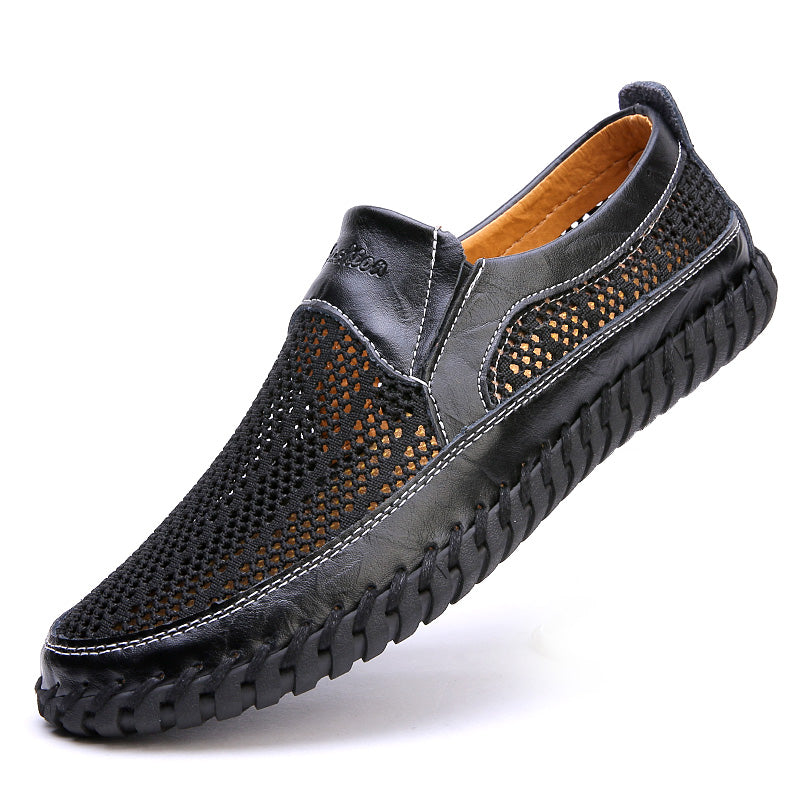 💥🔥【38-48】👞Nuevos zapatos de malla de cuero para hombre para primavera y verano - Talla grande - Piel de vacuno auténtica, resistentes al sudor y a los olores, transpirables y cómodos🔥💥