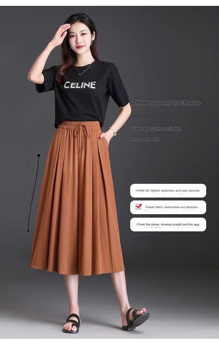 【L-5XL】【Vremenski ograničena ponuda】Ljetne hlače od ledene svile visokog struka širokih nogavica