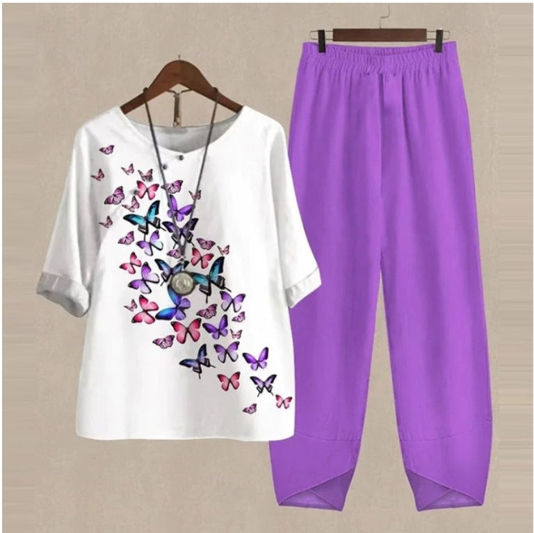 💐✨【S-5XL】 Novi dvodijelni komplet s printom iz 2025. 【top + hlače】