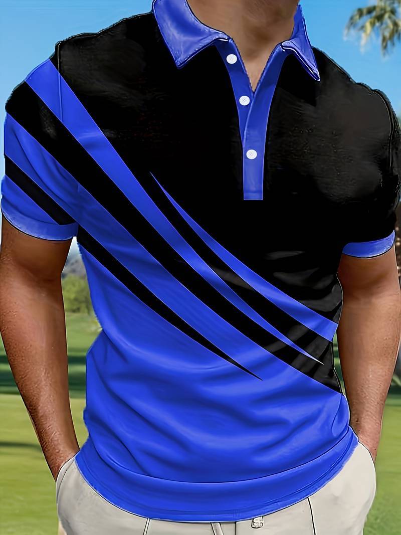 🔥【Oferta ograniczona czasowo】👔【S-6XL】Męska nowa letnia koszulka POLO w paski z nadrukiem 3D