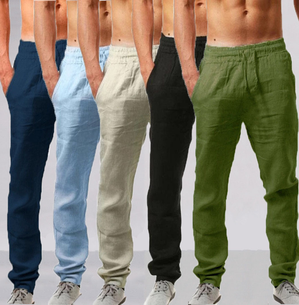 💥👖【S-4XL】 2025 nowe letnie męskie luźne, oddychające, codzienne spodnie sportowe wykonane z bawełny i lnu💨