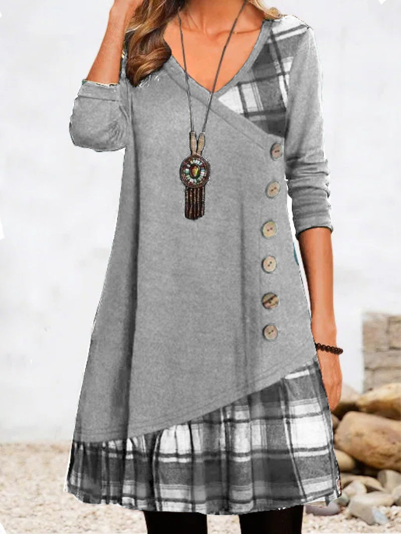 🍂【S-3XL】2024 nova karirana haljina dugih rukava