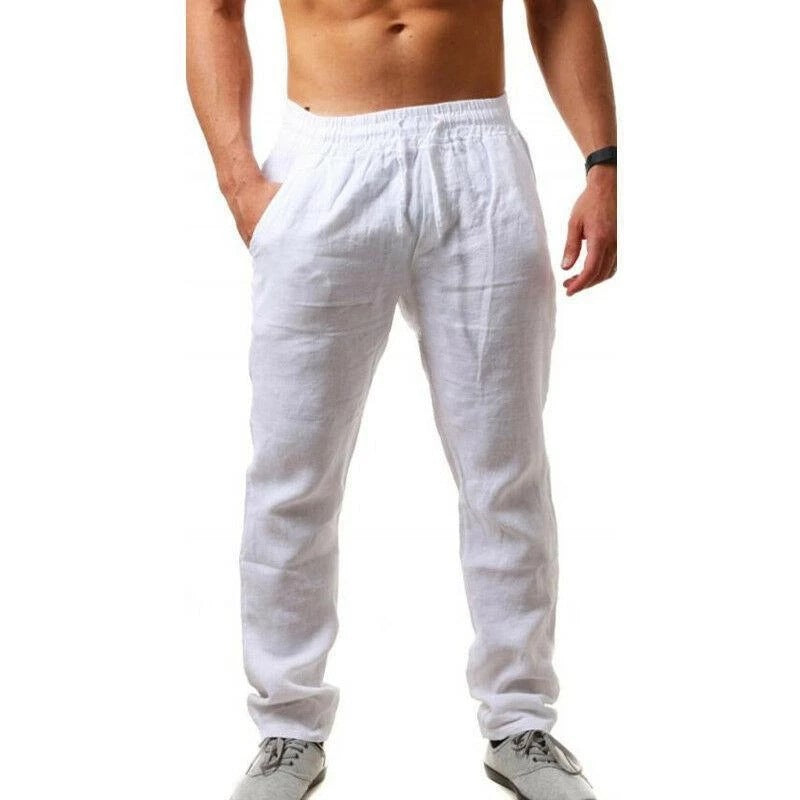 💥👖【S-4XL】 2025 nowe letnie męskie luźne, oddychające, codzienne spodnie sportowe wykonane z bawełny i lnu💨