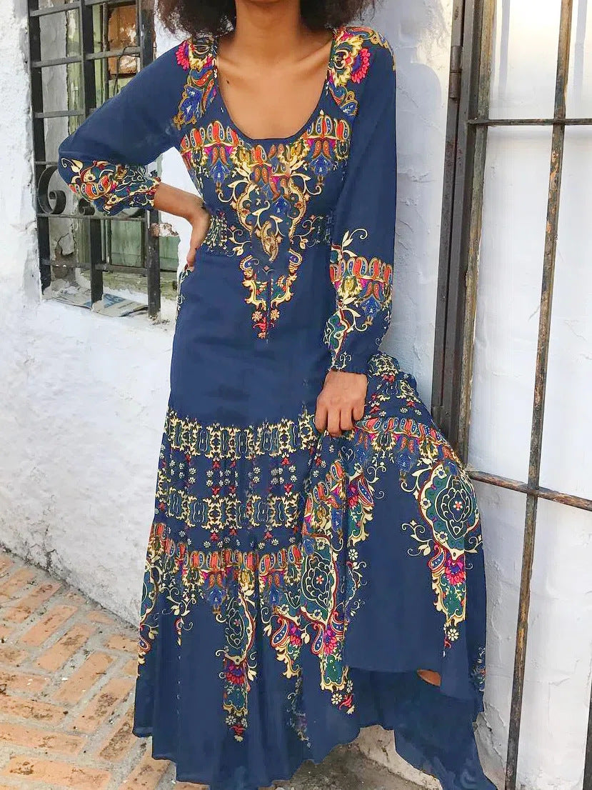 š„šćS-3XLćVestido con estampado Ć©tnico para mujer, nueva moda de invierno 2025