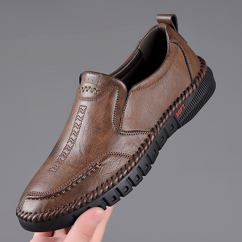 👞【39-44】Nowe męskie skórzane buty casualowe z miękką podeszwą - antypoślizgowe - oddychające