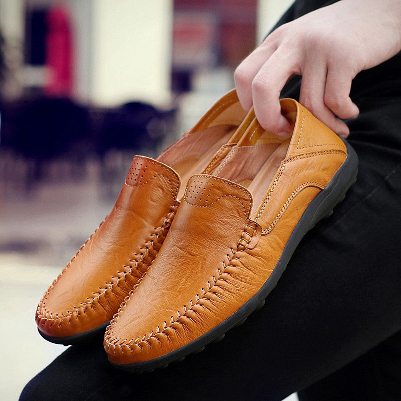 🔥💥2025 Nuevos zapatos casuales de cuero de moda para hombre: antideslizantes y transpirables