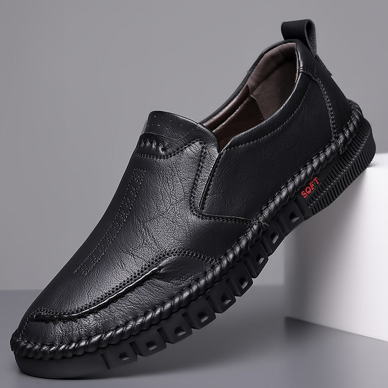 💥👞【39-44】Nowe męskie skórzane buty casualowe z miękką podeszwą - antypoślizgowe - oddychające