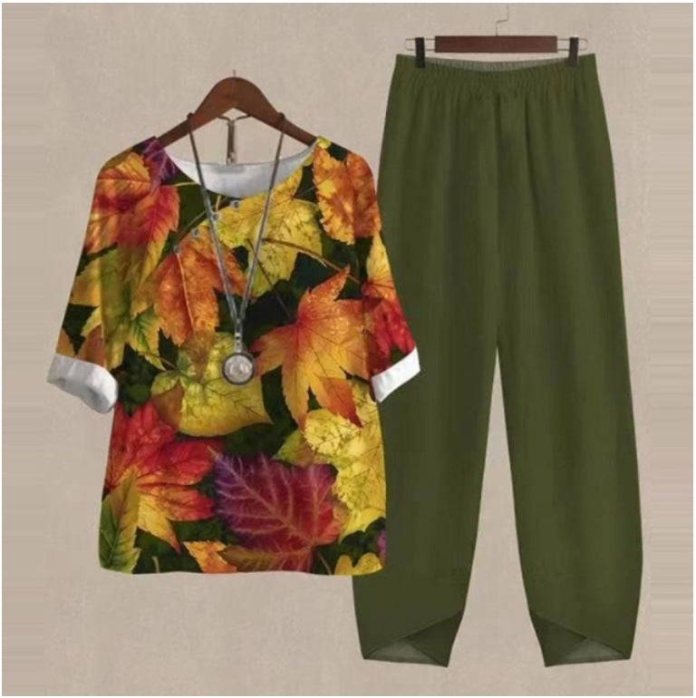 💐✨【S-5XL】 Novi dvodijelni komplet s printom iz 2025. 【top + hlače】