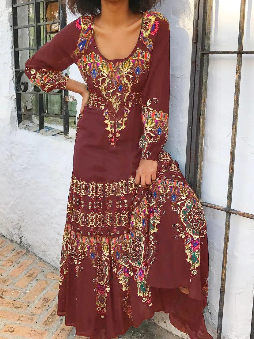 š„šćS-3XLćVestido con estampado Ć©tnico para mujer, nueva moda de invierno 2025