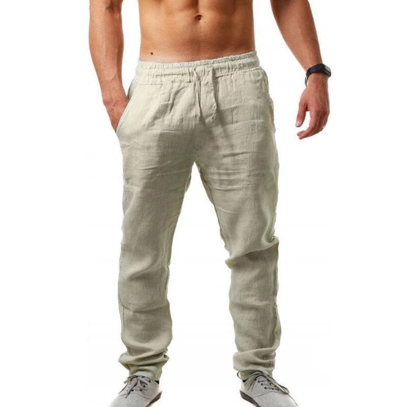 💥👖【S-4XL】 2025 nowe letnie męskie luźne, oddychające, codzienne spodnie sportowe wykonane z bawełny i lnu💨