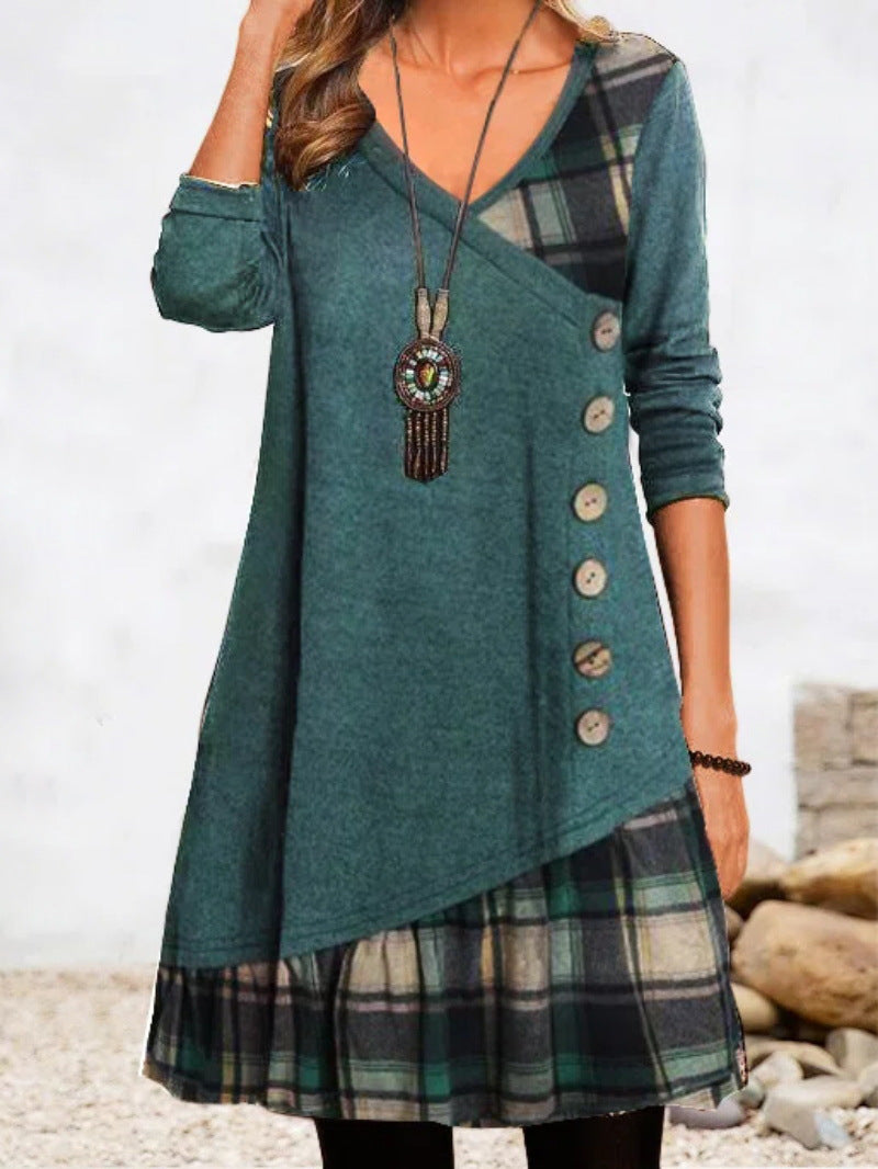 🍂【S-3XL】2024 nova karirana haljina dugih rukava
