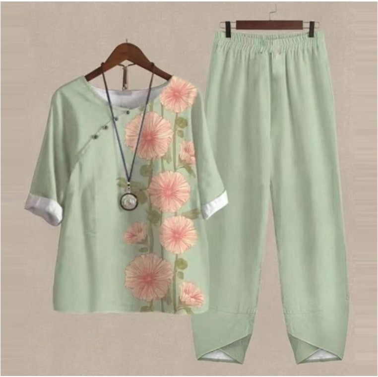 💐✨【S-5XL】 Novi dvodijelni komplet s printom iz 2025. 【top + hlače】