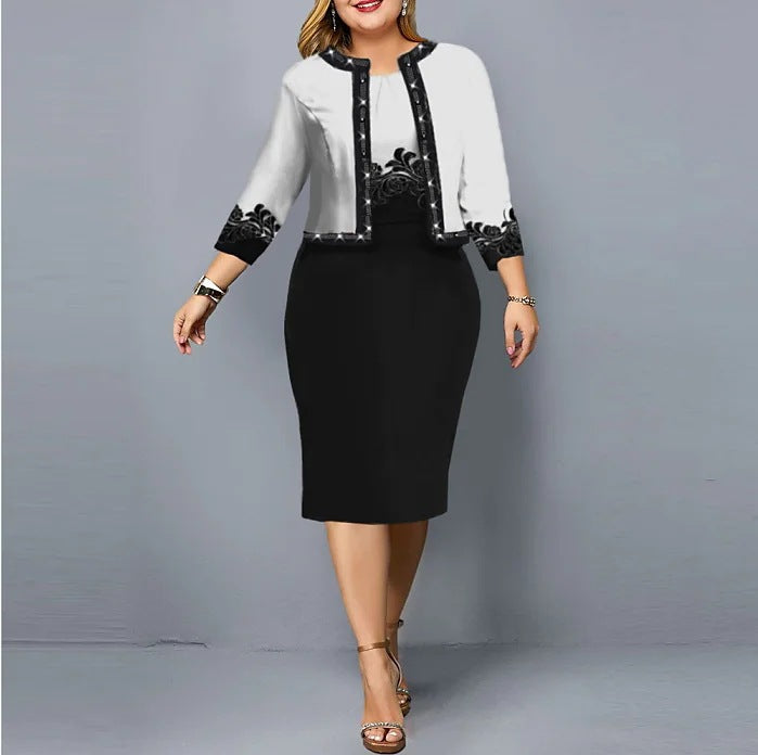 damska dwuczęściowa, modna i elegancka, profesjonalnie wystylizowana odzież damska (top + spódnica)
