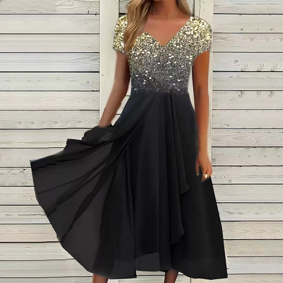 Promoción fierbinteš„2024 nuevo vestido de gasa de mujer de moda con costuras