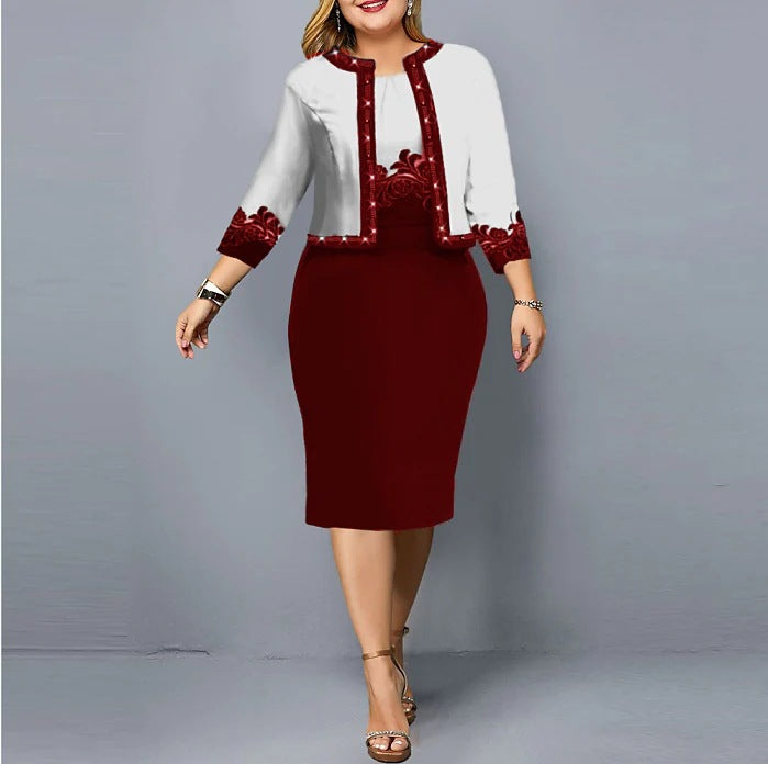 damska dwuczęściowa, modna i elegancka, profesjonalnie wystylizowana odzież damska (top + spódnica)