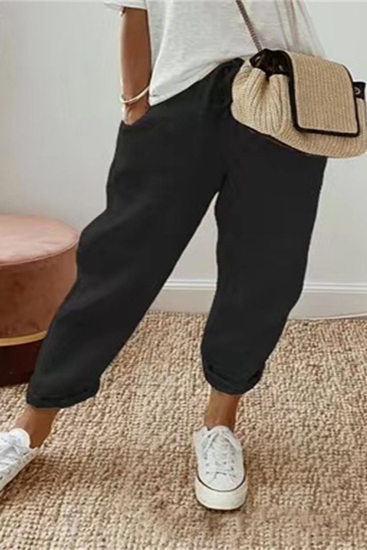 【S-3XL】Pantalones casuales de algodón y lino para mujer, de nueva moda de primavera, multicolor