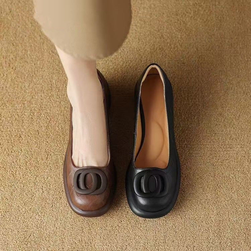 【🔥50% popusta🔥】【35-40】👠2025 novi 5CM univerzalni modni mekani potplati retro debele potpetice s okruglim prstima