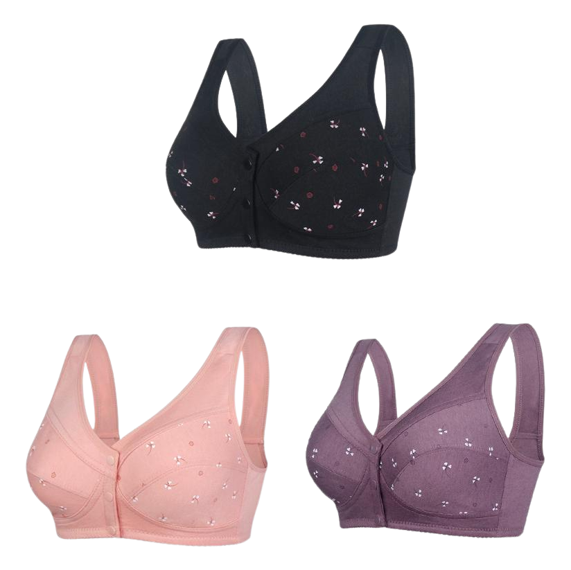 ✨ 【Kup 1, a otrzymasz 2 za darmo】【 40-105kg】 🎉Elegancki bawełniany biustonosz damski w średnim wieku z guzikami