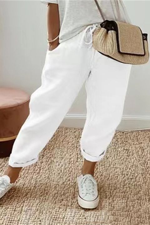 【S-3XL】Pantalones casuales de algodón y lino para mujer, de nueva moda de primavera, multicolor