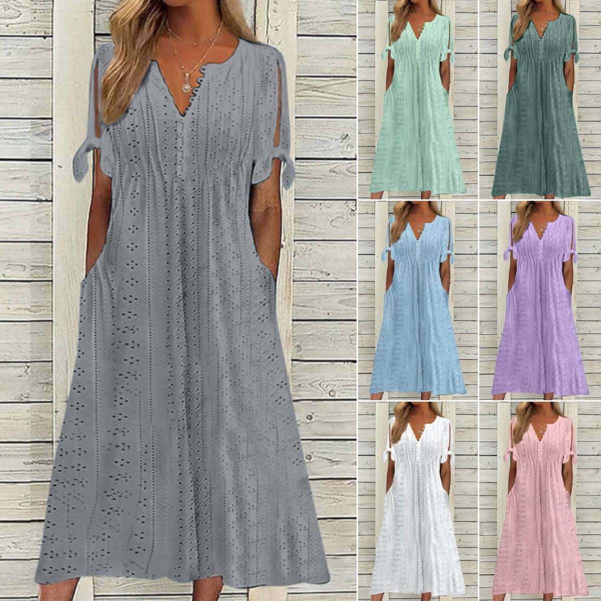 👗Prosta i delikatna sukienka w jednolitym kolorze