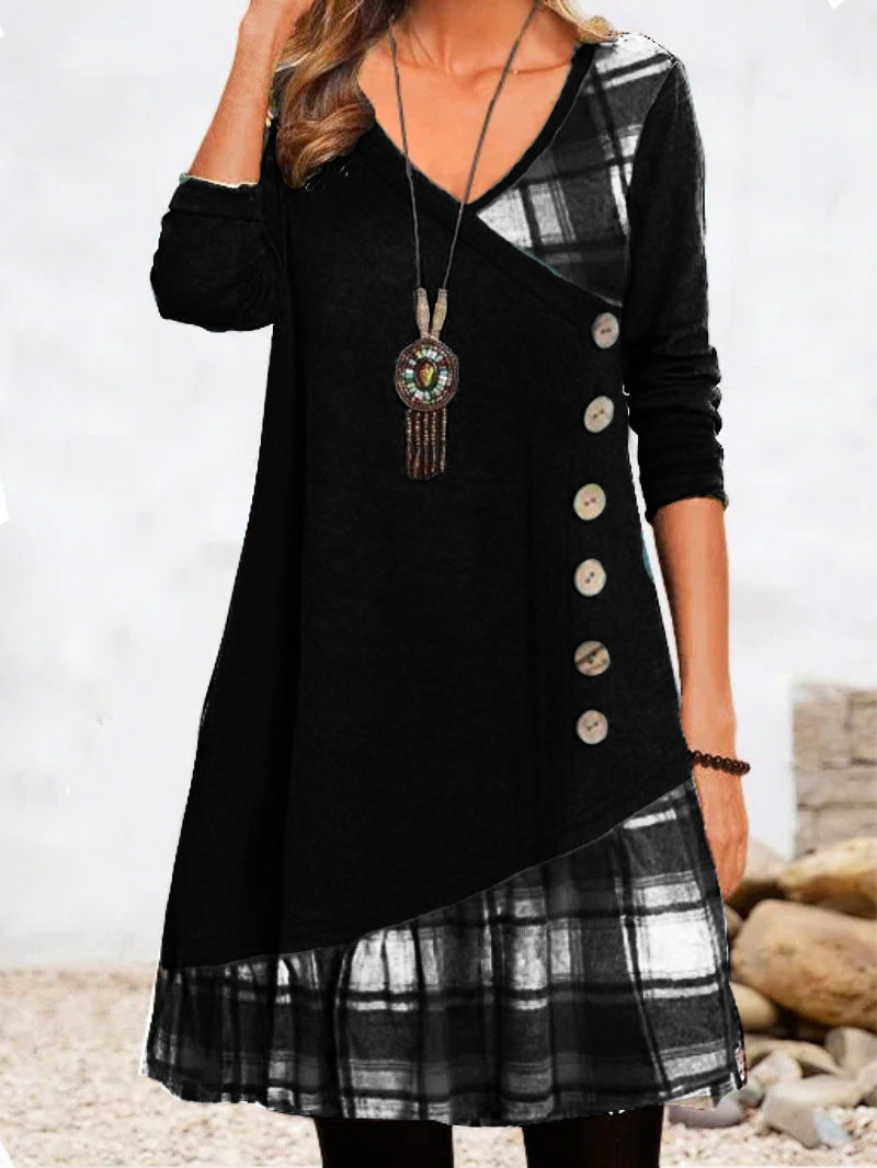 🍂【S-3XL】Nuevo vestido a cuadros de manga larga 2024