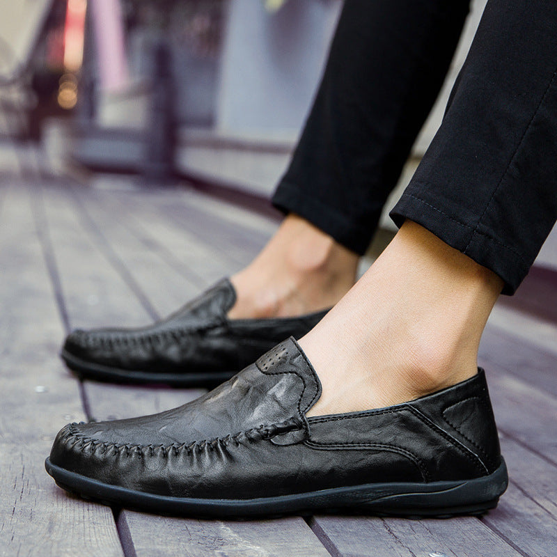 🔥💥2025 Nuevos zapatos casuales de cuero de moda para hombre: antideslizantes y transpirables