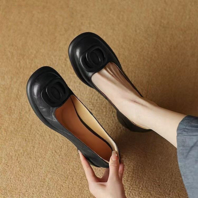 【🔥50% popusta🔥】【35-40】👠2025 novi 5CM univerzalni modni mekani potplati retro debele potpetice s okruglim prstima