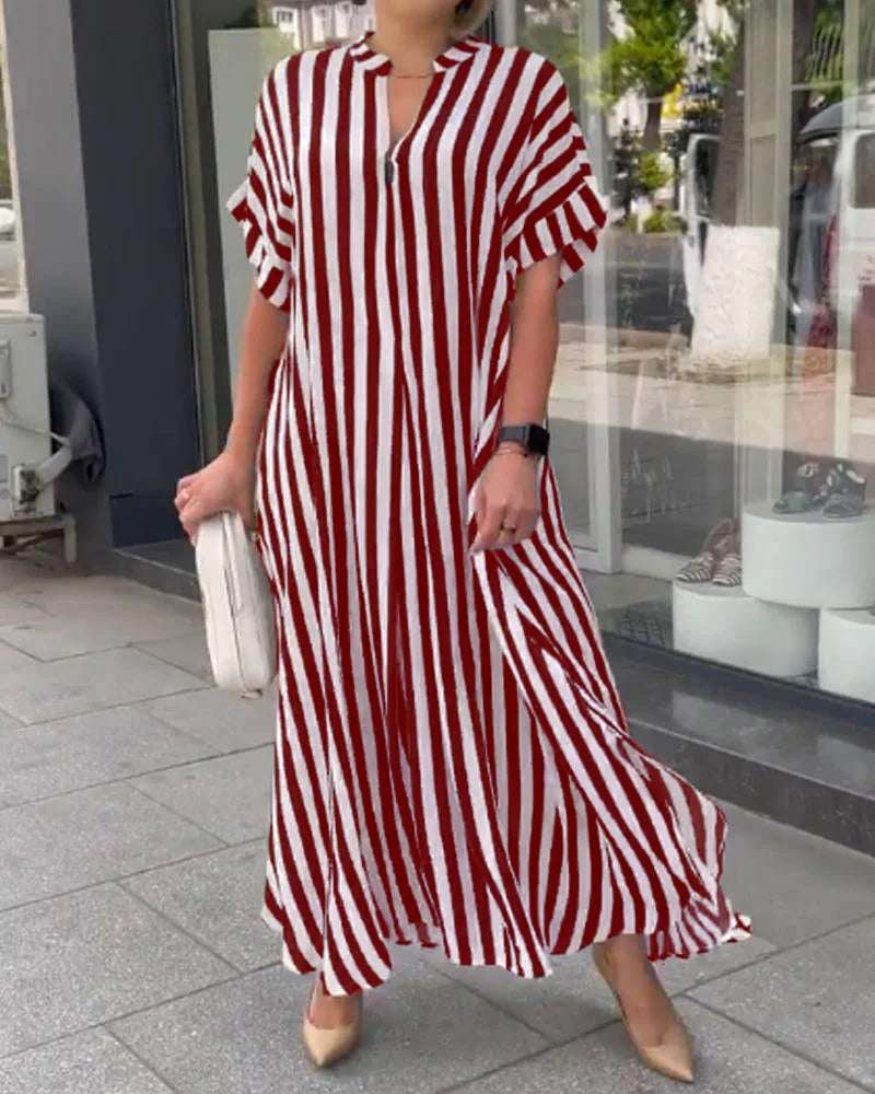 Modna sukienka kardigan z krótkim rękawem z bocznymi paskami