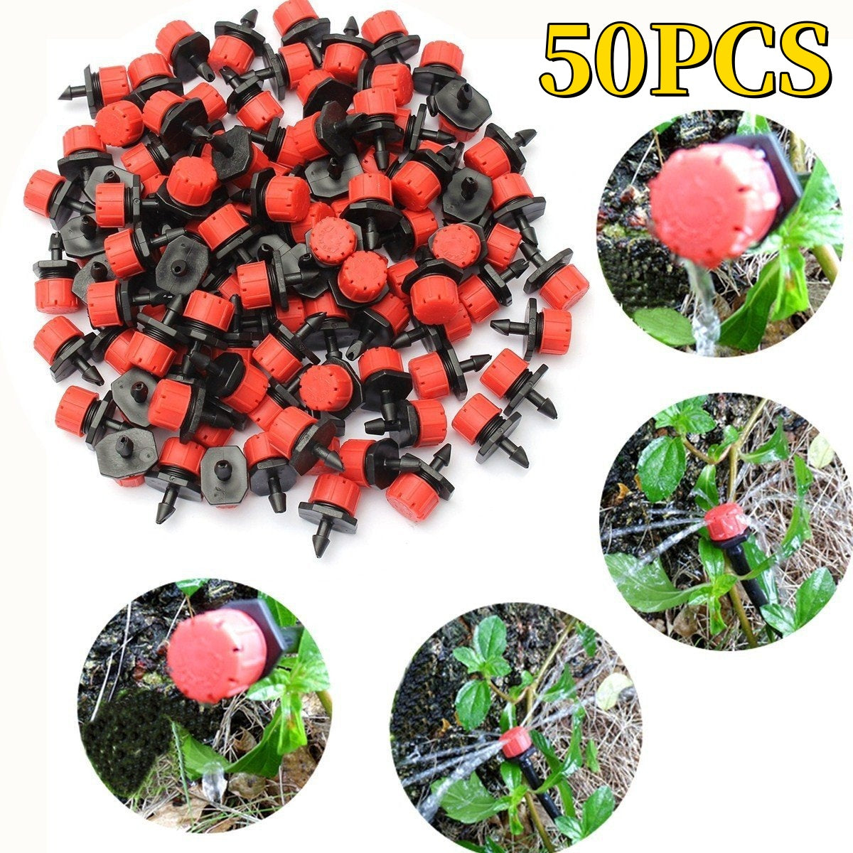 🌱💦【Compre 100 y obtenga 100 gratis】【50 piezas】Aspersor de riego con caudal de agua ajustable de 8 orificios