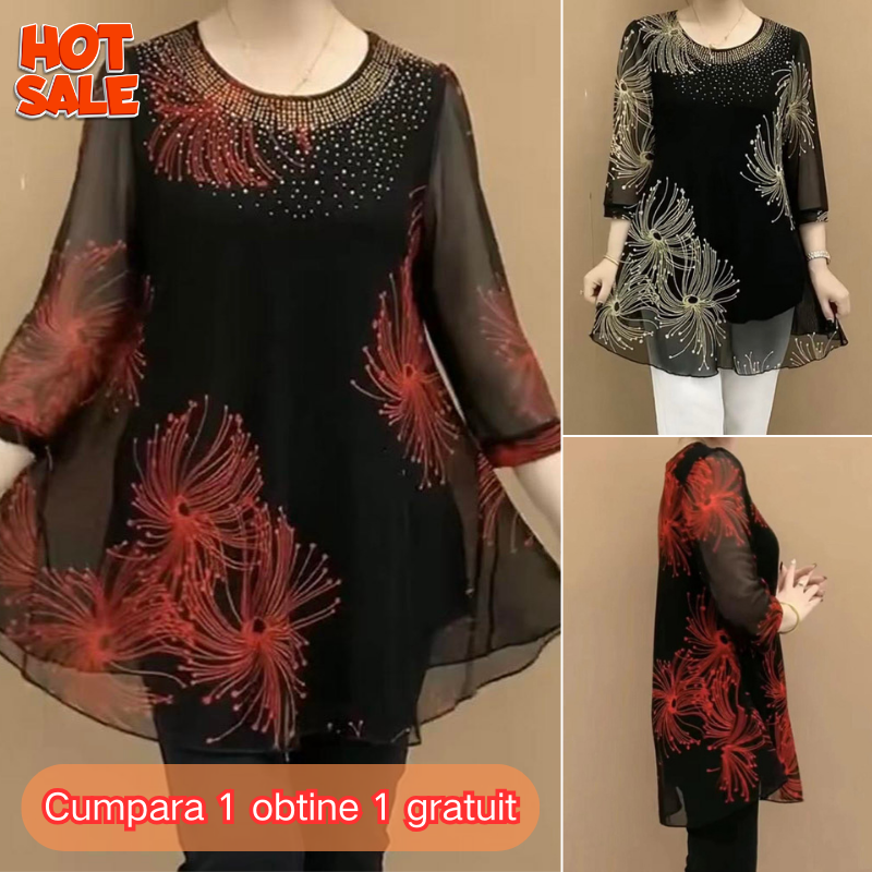✨【Oferta por tiempo limitado】Camisa de gasa estampada para mujer de nuevo estilo de moda