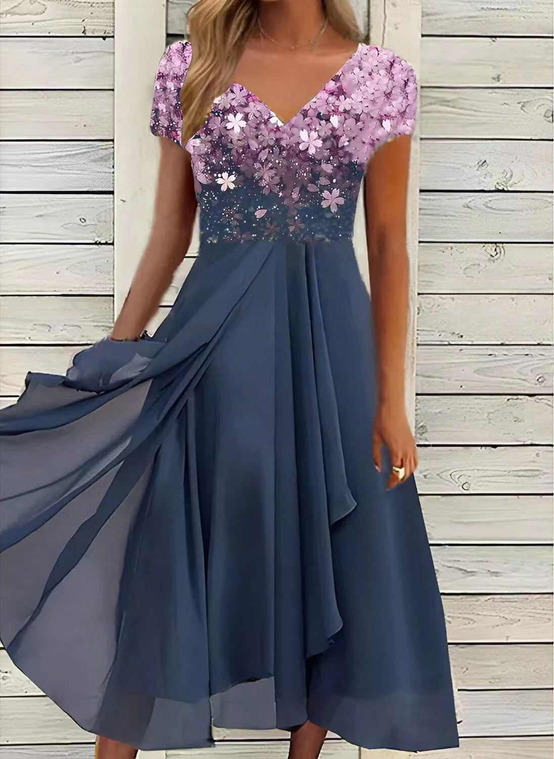 Promoción fierbinteš„2024 nuevo vestido de gasa de mujer de moda con costuras