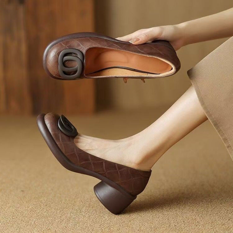 【🔥50% popusta🔥】【35-40】👠2025 novi 5CM univerzalni modni mekani potplati retro debele potpetice s okruglim prstima