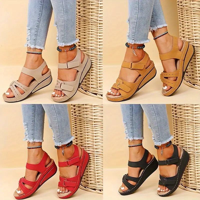 😘【35-43】Modne ljetne sandale na klin s debelim potplatom,✨ udobne i protuklizne, 🌷prozračne i ležerne