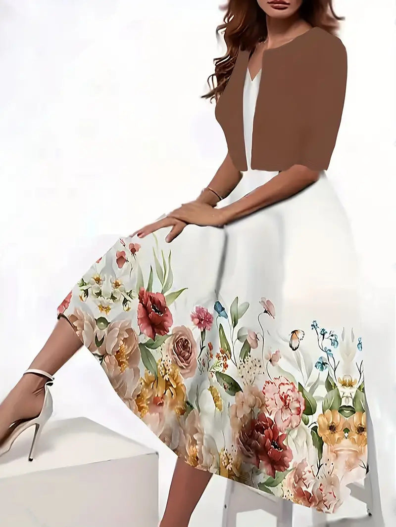 👗 Dvodijelni set spuštene haljine plus mali blejzer 【S-2XL】