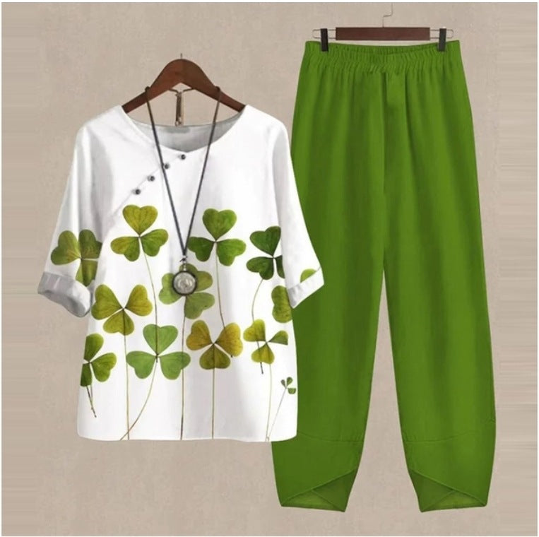 💐✨【S-5XL】 Novi dvodijelni komplet s printom iz 2025. 【top + hlače】