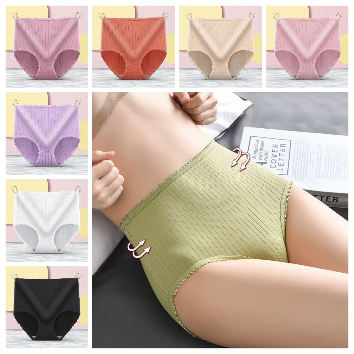 【🔥Compra 8 y llévate 8 gratis】 Ropa interior antibacteriana de cintura alta impermeable para mujer 