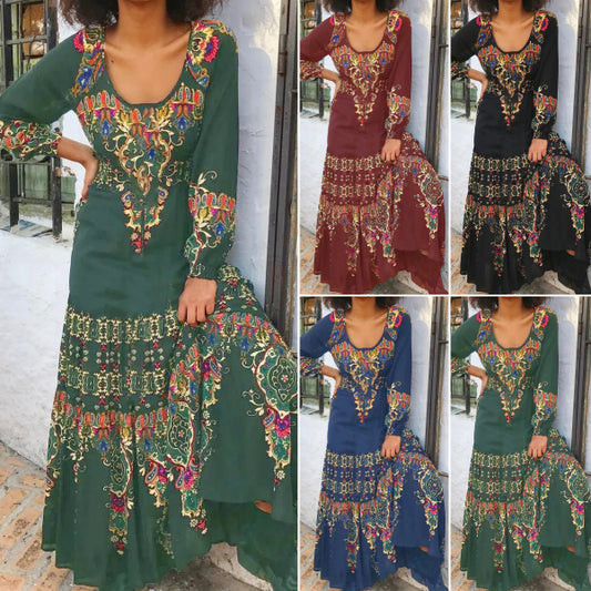 🔥🎉【S-3XL】Vestido con estampado étnico para mujer, nueva moda de invierno 2025 