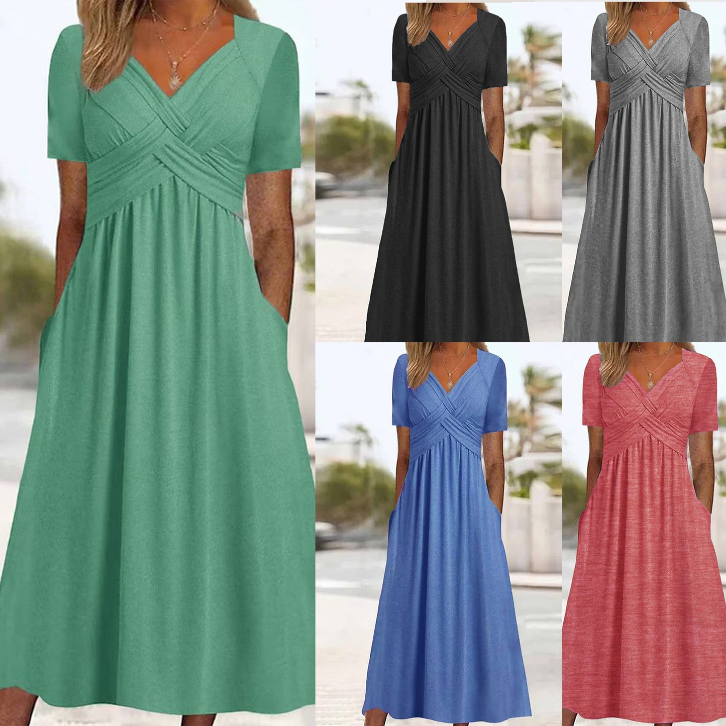 🔥🔥【Oferta del Día de la Mujer 3/8 38% de descuento】【S-5XL】Nuevo vestido midi informal de algodón 