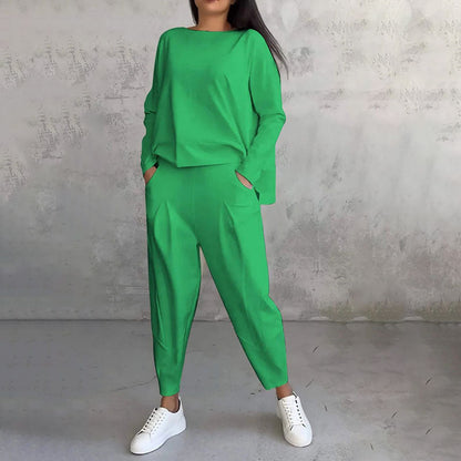 💥50% popusta na ograničeno vrijeme💖 Komplet dugih rukava, bluza s okruglim izrezom i duge hlače 