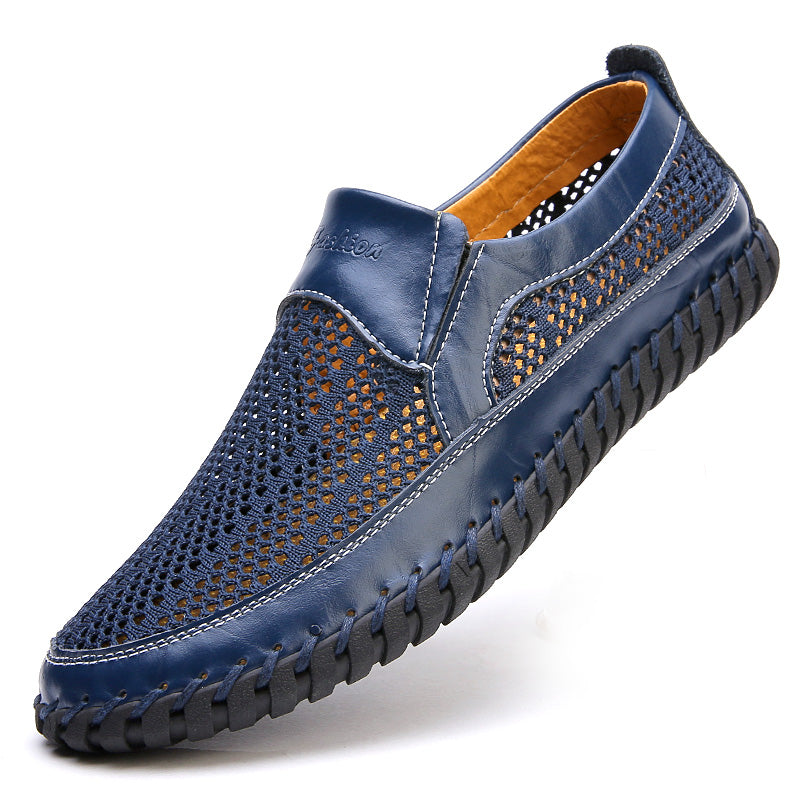 💥🔥【38-48】👞Nuevos zapatos de malla de cuero para hombre para primavera y verano - Talla grande - Piel de vacuno auténtica, resistentes al sudor y a los olores, transpirables y cómodos🔥💥 