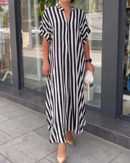 Modna sukienka kardigan z krótkim rękawem z bocznymi paskami