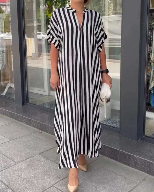 Modna sukienka kardigan z krótkim rękawem z bocznymi paskami