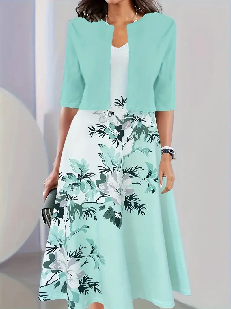 👗 Dvodijelni set spuštene haljine plus mali blejzer 【S-2XL】 