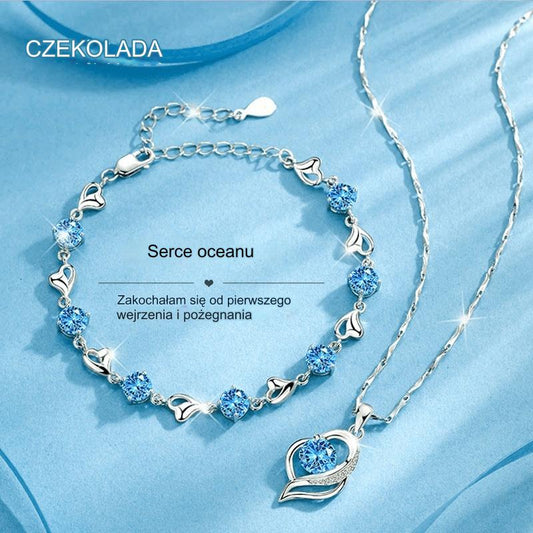 ❣️❣️Set narukvica od 925 srebra + ogrlica Heart of the Ocean 