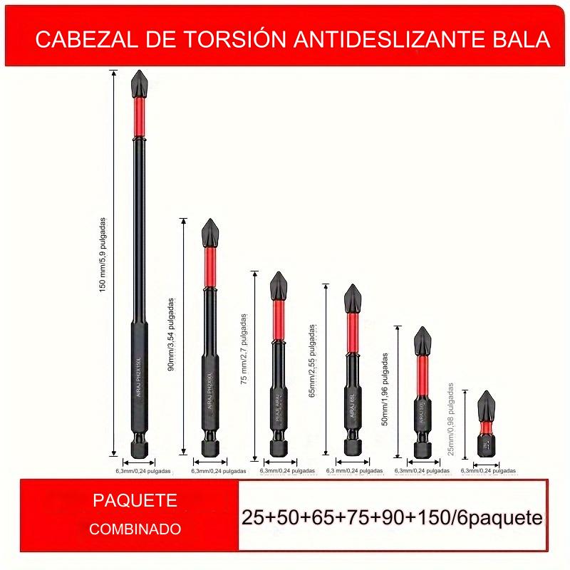 🔥【Paquete de 6】 cabeza de destornillador Phillips, juego Hexagonal de herramientas de destornillador eléctrico de alta dureza de acero de tungsteno antideslizante fuerte
