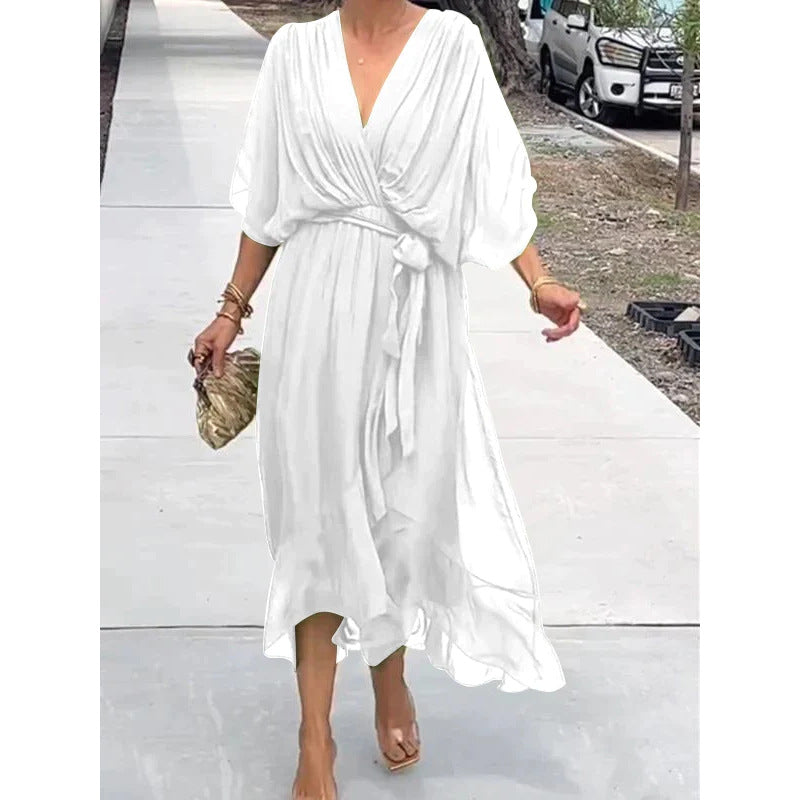 💟【S-5XL】👗 Višebojna čipkana haljina od šifona s rukavima u obliku krila šišmiša 