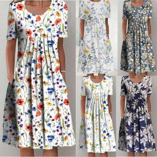 💋【S-3XL】Modne, eleganckie, luźne sukienki z nadrukiem na co dzień