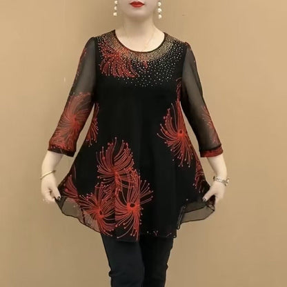 ✨【Oferta por tiempo limitado】Camisa de gasa estampada para mujer de nuevo estilo de moda