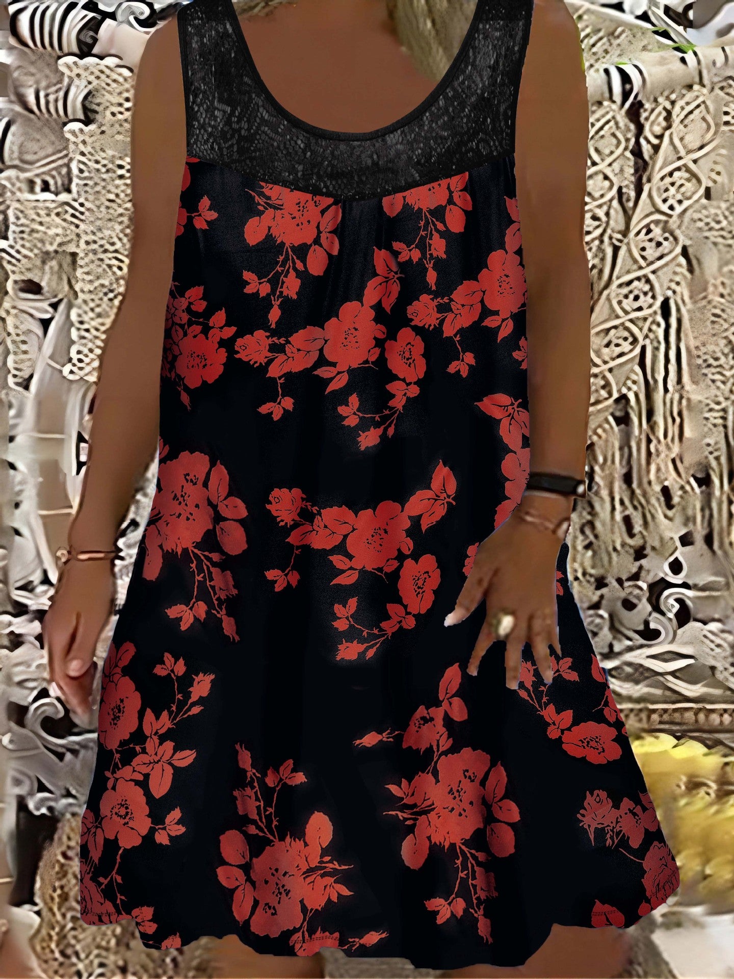 【Oferta por tiempo limitado】[L-8XL] Vestido estampado con cuello sin mangas de verano para mujer